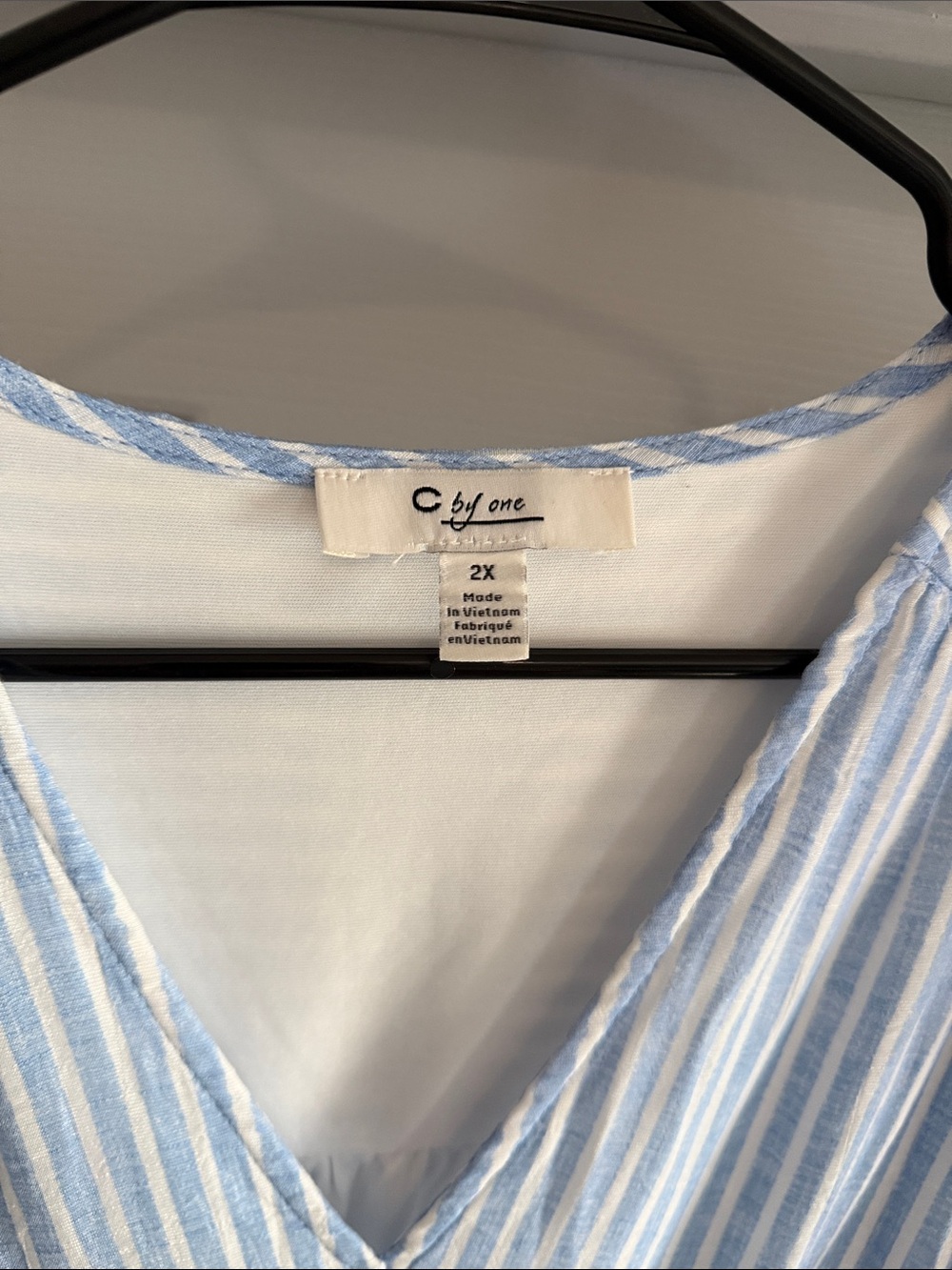 C by One Blue and White Striped Maxi Dress - Relaxed V-Neck